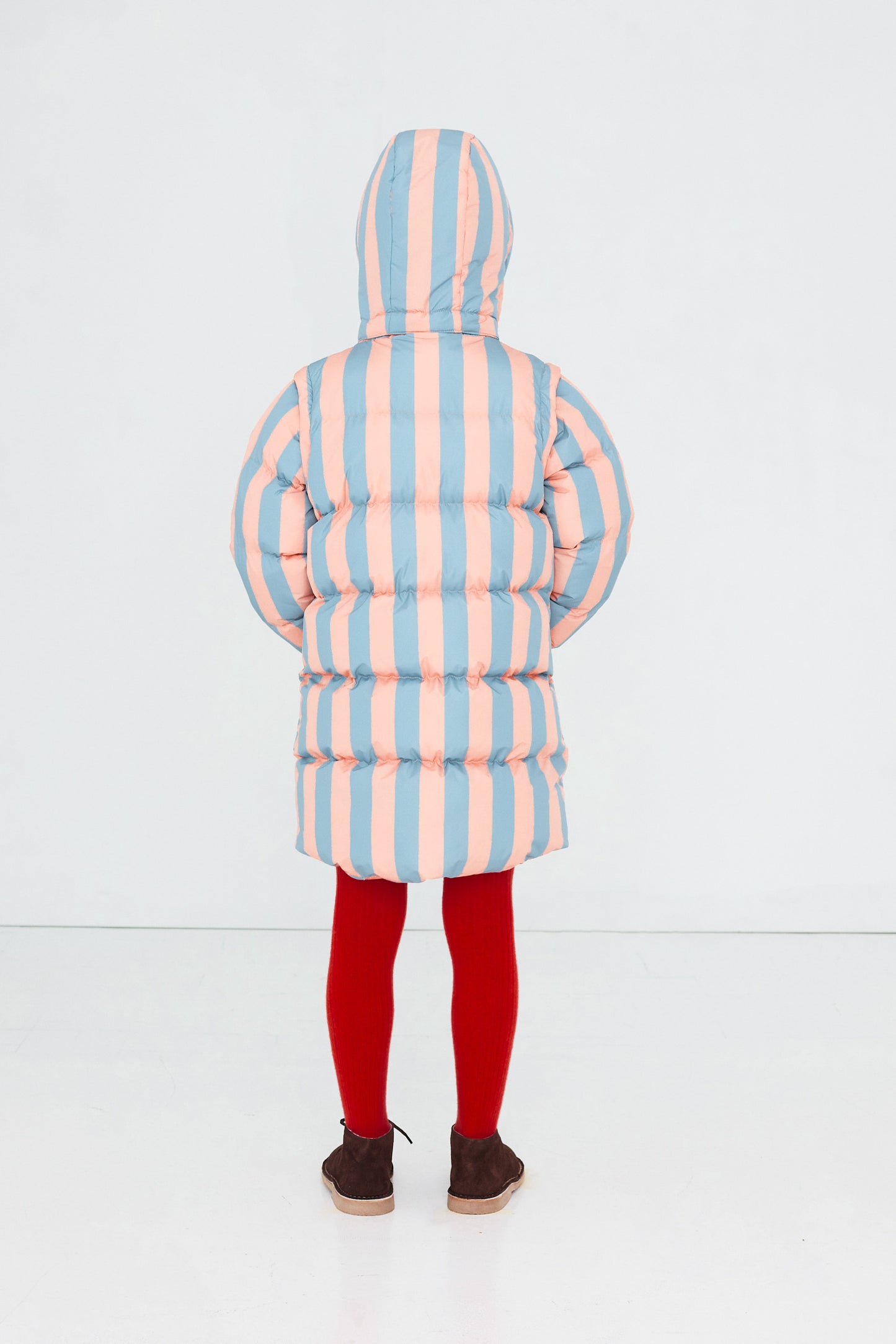 [TINYCOTTONS]Nude-Blue Stripes Padded Jacket - Dark Nude