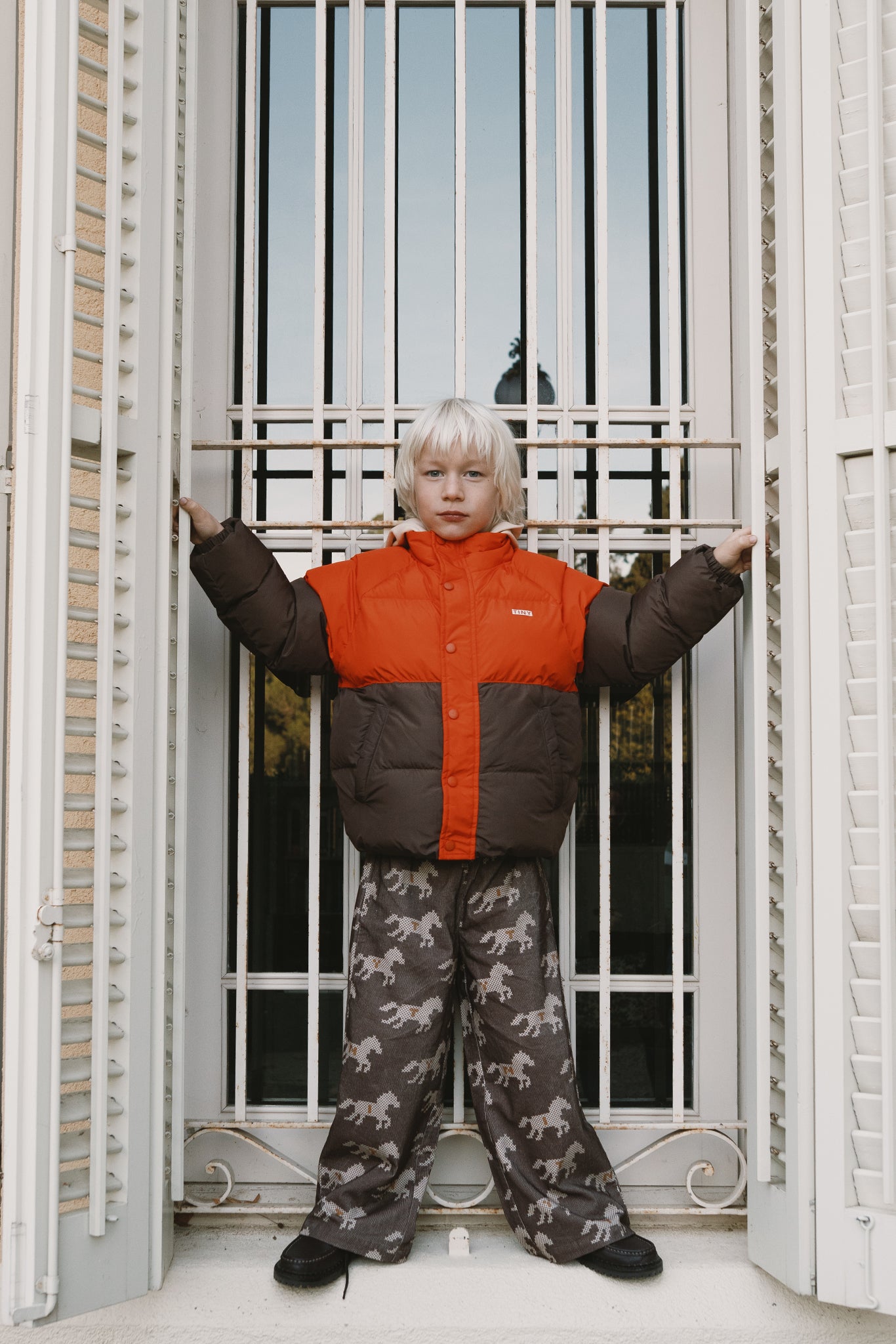 [TINYCOTTONS]Color Block Short Padded Jacket - Summer Red