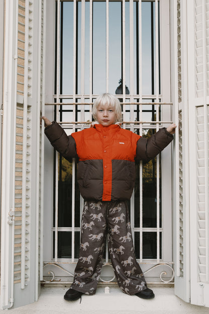 [TINYCOTTONS]Color Block Short Padded Jacket - Summer Red