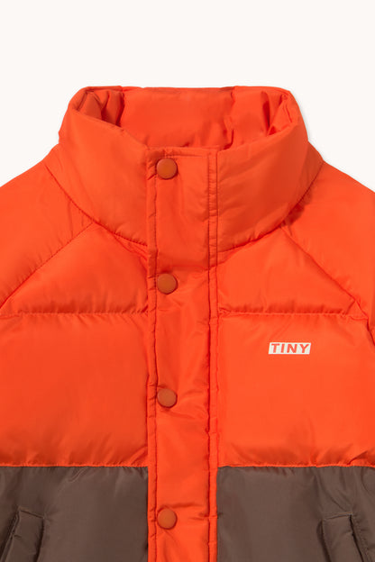 [TINYCOTTONS]Color Block Short Padded Jacket - Summer Red