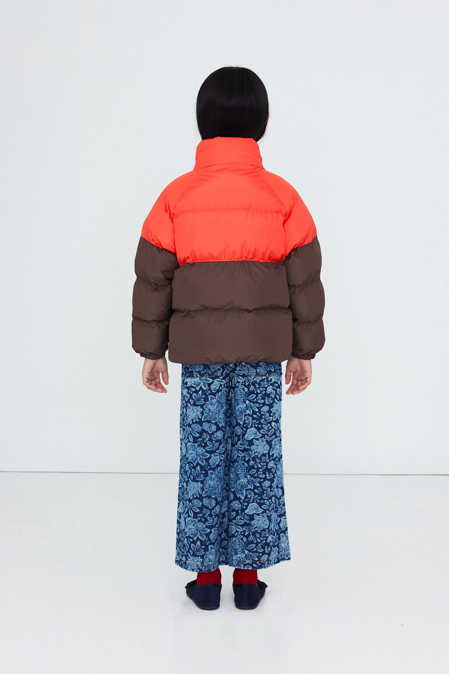 [TINYCOTTONS]Color Block Short Padded Jacket - Summer Red