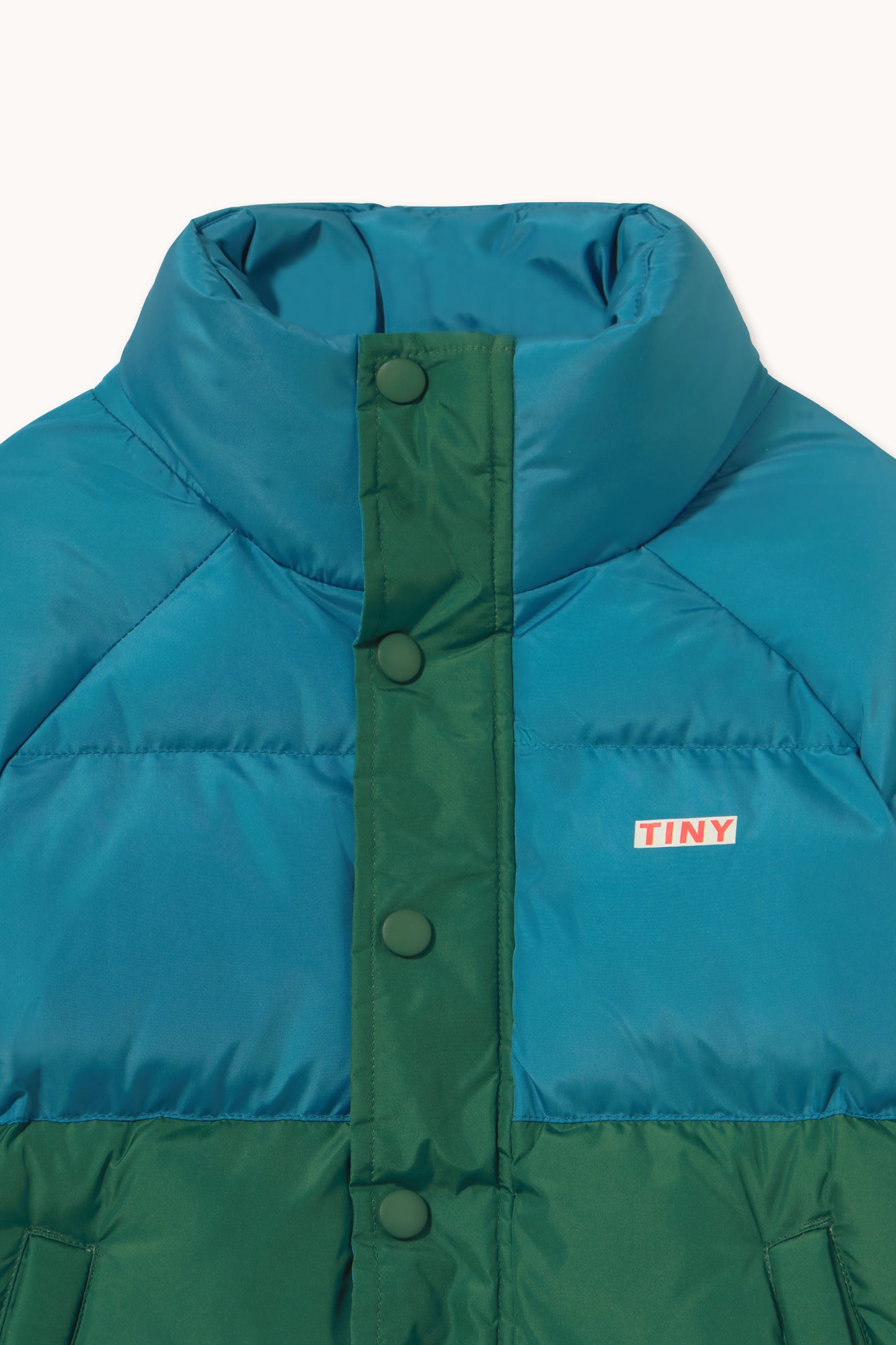 [TINYCOTTONS]Color Block Short Padded Jacket - Dark Cyan