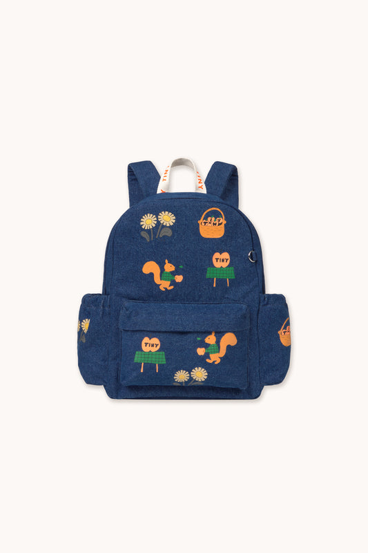 [TINYCOTTONS]Tiny Apples Denim Backpack - Denim Medium Wash
