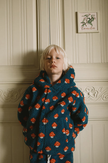 [TINYCOTTONS]The Mushrooms Sherpa Hoodie - Petrol blue