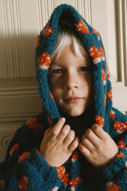 [TINYCOTTONS]The Mushrooms Sherpa Hoodie - Petrol blue