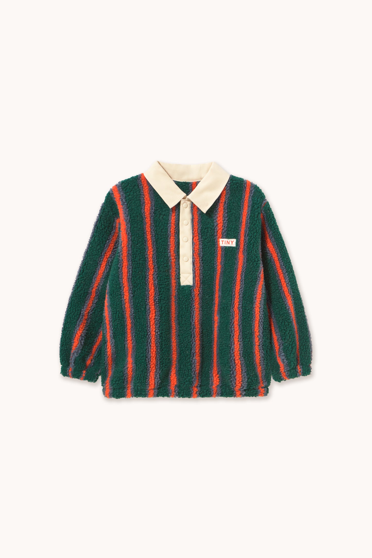 [TINYCOTTONS]Multicolor Stripes Sherpa Collar Sweatshirt - Dark Green
