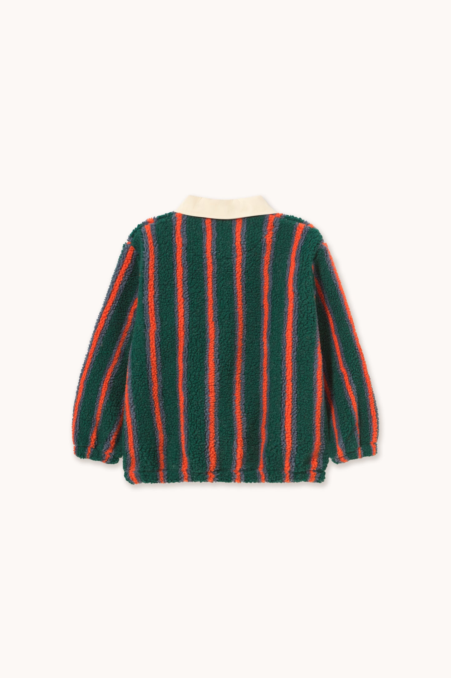 [TINYCOTTONS]Multicolor Stripes Sherpa Collar Sweatshirt - Dark Green
