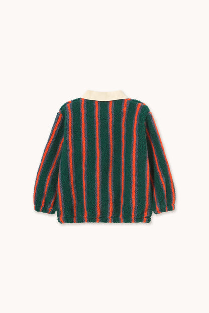 [TINYCOTTONS]Multicolor Stripes Sherpa Collar Sweatshirt - Dark Green