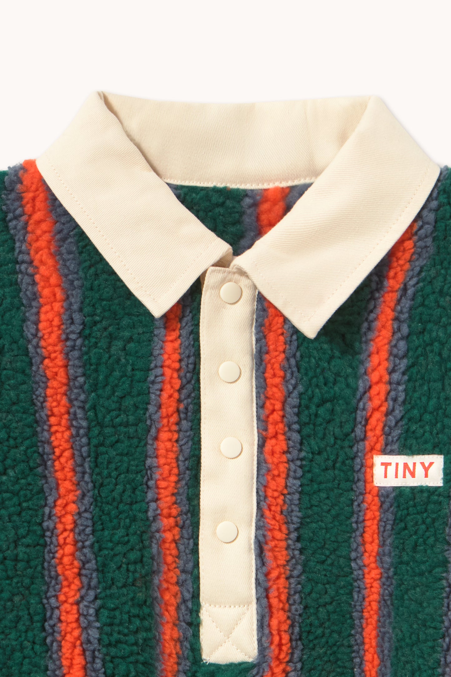 [TINYCOTTONS]Multicolor Stripes Sherpa Collar Sweatshirt - Dark Green