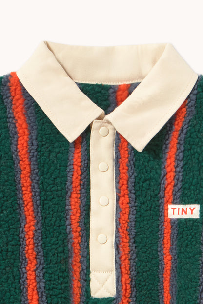 [TINYCOTTONS]Multicolor Stripes Sherpa Collar Sweatshirt - Dark Green