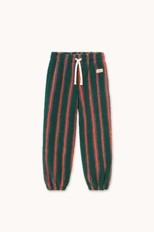 [TINYCOTTONS]Multicolor Stripes Sherpa Sweatpant - Dark Green