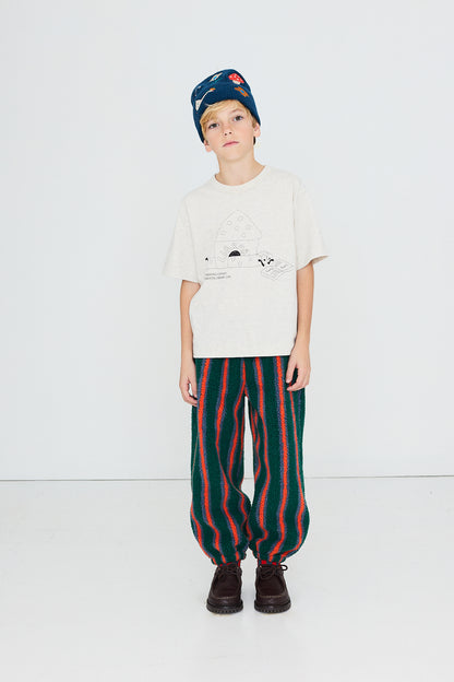 [TINYCOTTONS]Multicolor Stripes Sherpa Sweatpant - Dark Green