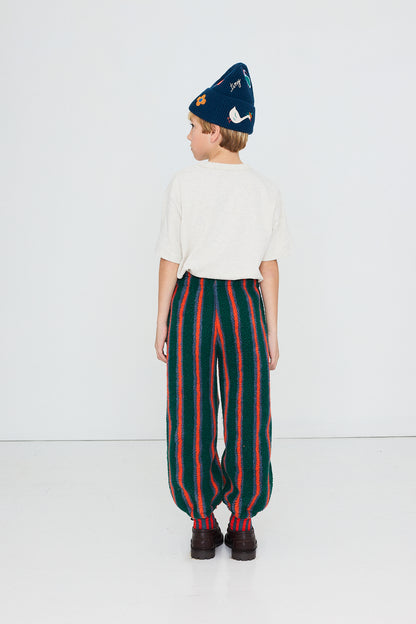 [TINYCOTTONS]Multicolor Stripes Sherpa Sweatpant - Dark Green
