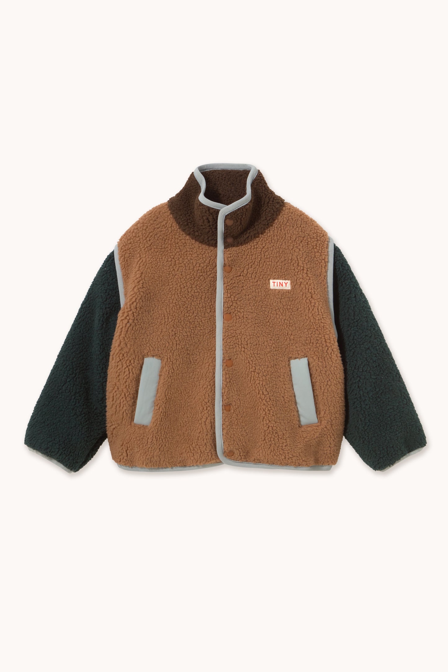 [TINYCOTTONS]Color Block Sherpa Jacket - Light Brown