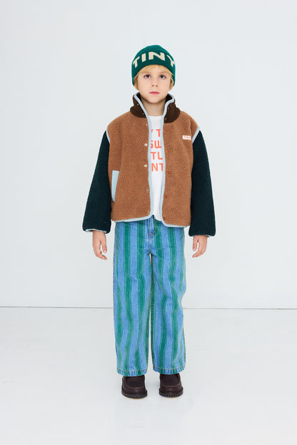 [TINYCOTTONS]Color Block Sherpa Jacket - Light Brown