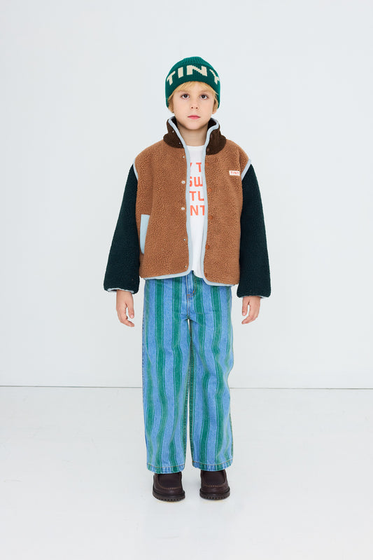 [TINYCOTTONS]Color Block Sherpa Jacket - Light Brown