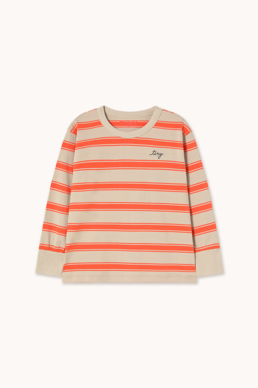 [TINYCOTTONS]Retro Stripes Sleeve Tee - Summer Red