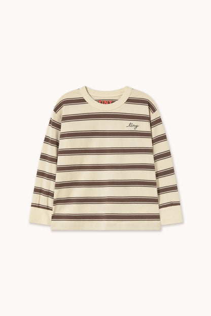 [TINYCOTTONS]Retro Stripes Sleeve Tee-Cacao