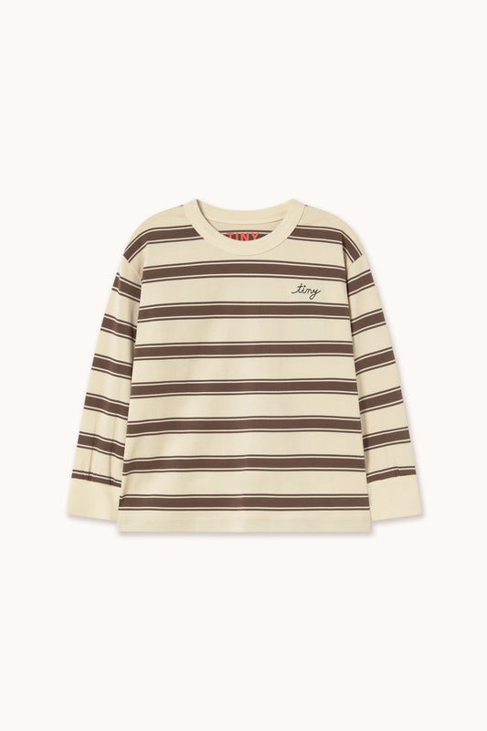 [TINYCOTTONS]Retro Stripes Sleeve Tee-Cacao