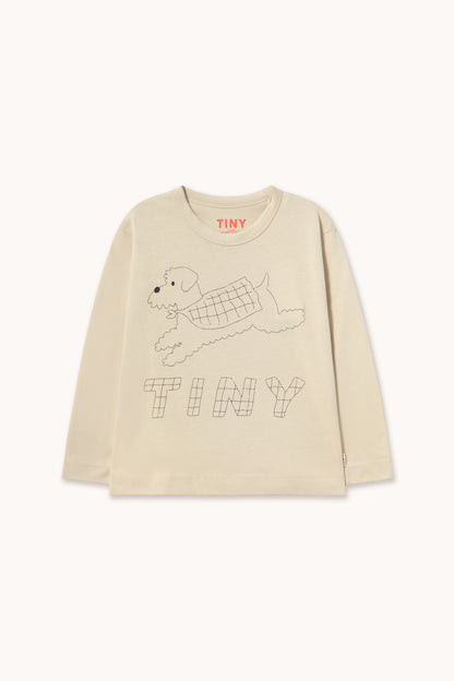 [TINYCOTTONS]Jump Dog Graphic Sleeve Tee - Dark Vanilla
