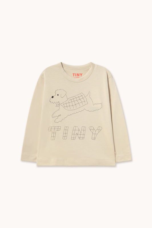 [TINYCOTTONS]Jump Dog Graphic Sleeve Tee - Dark Vanilla