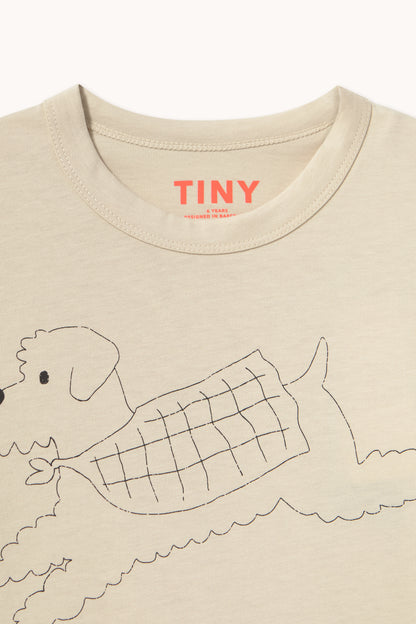 [TINYCOTTONS]Jump Dog Graphic Sleeve Tee - Dark Vanilla