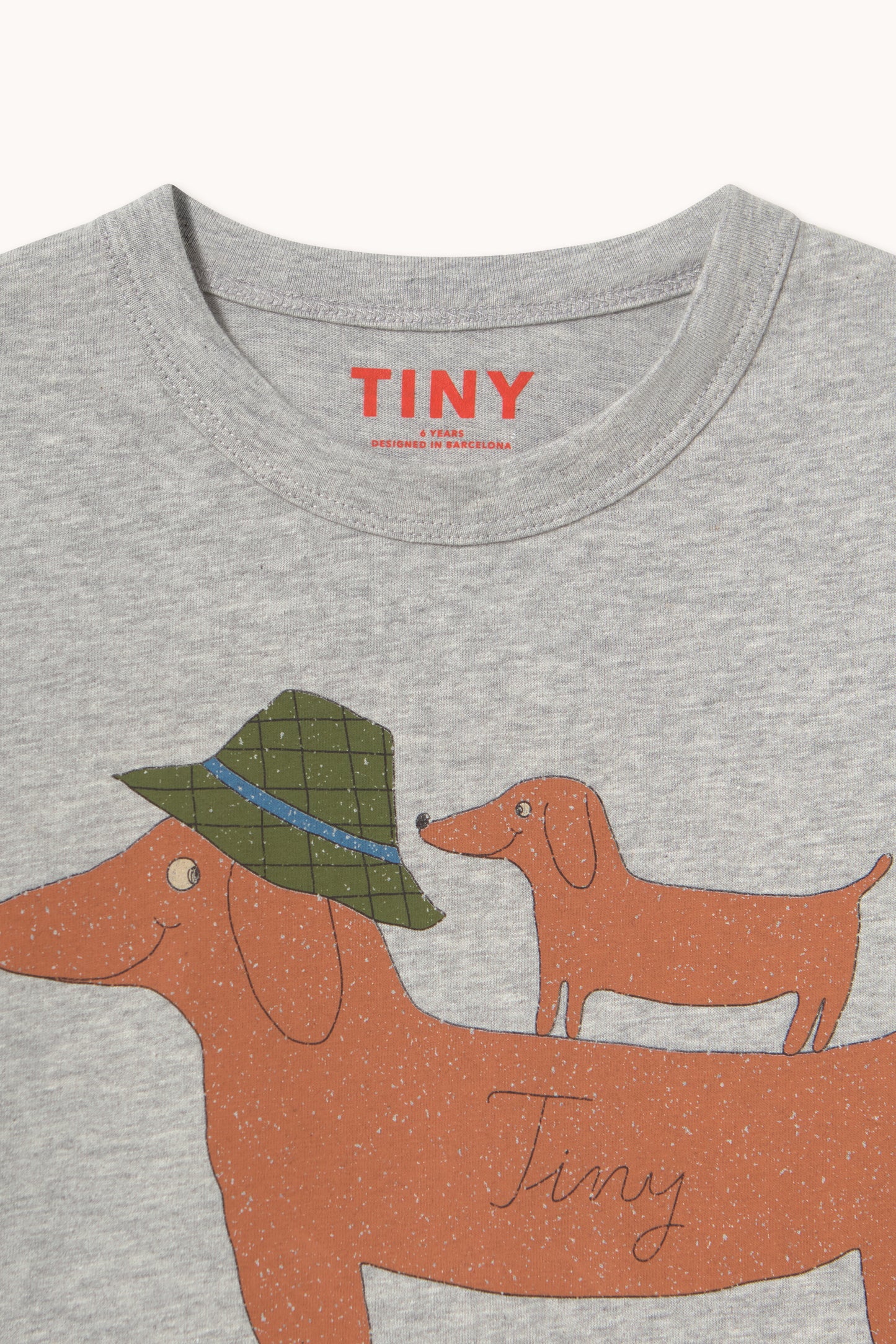 [TINYCOTTONS]Two Dogs Graphic Sleeve Tee - Medium Grey Heather