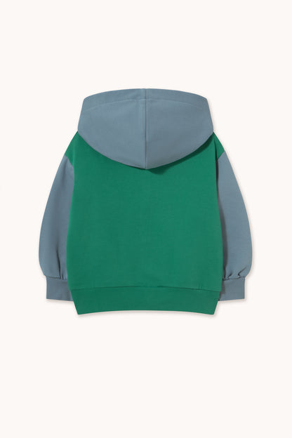 [TINYCOTTONS]Curly Dog Color Block Hoodie - Dark Emerald