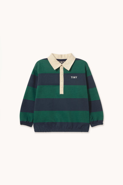 [TINYCOTTONS]Navy Stripes Polo Sweatshirt-Dark Green