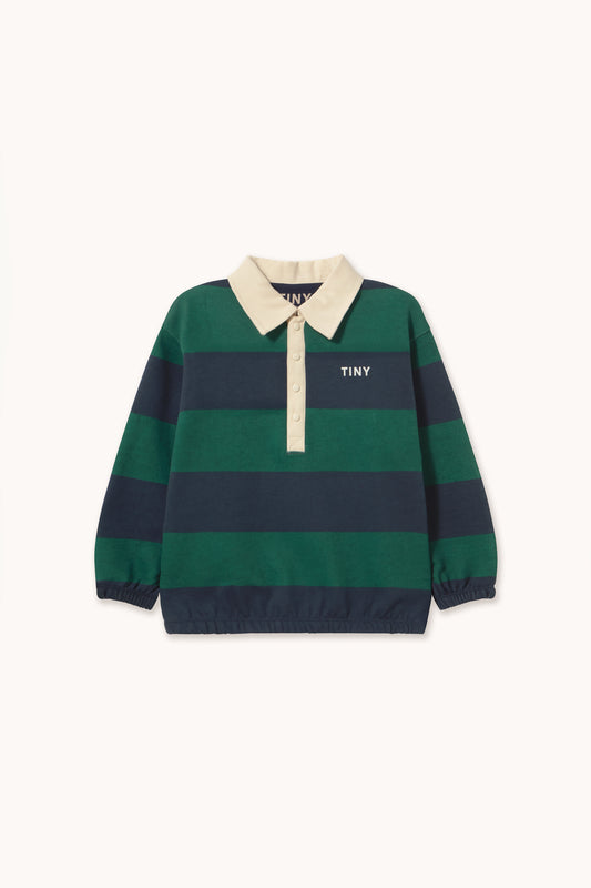 [TINYCOTTONS]Navy Stripes Polo Sweatshirt-Dark Green