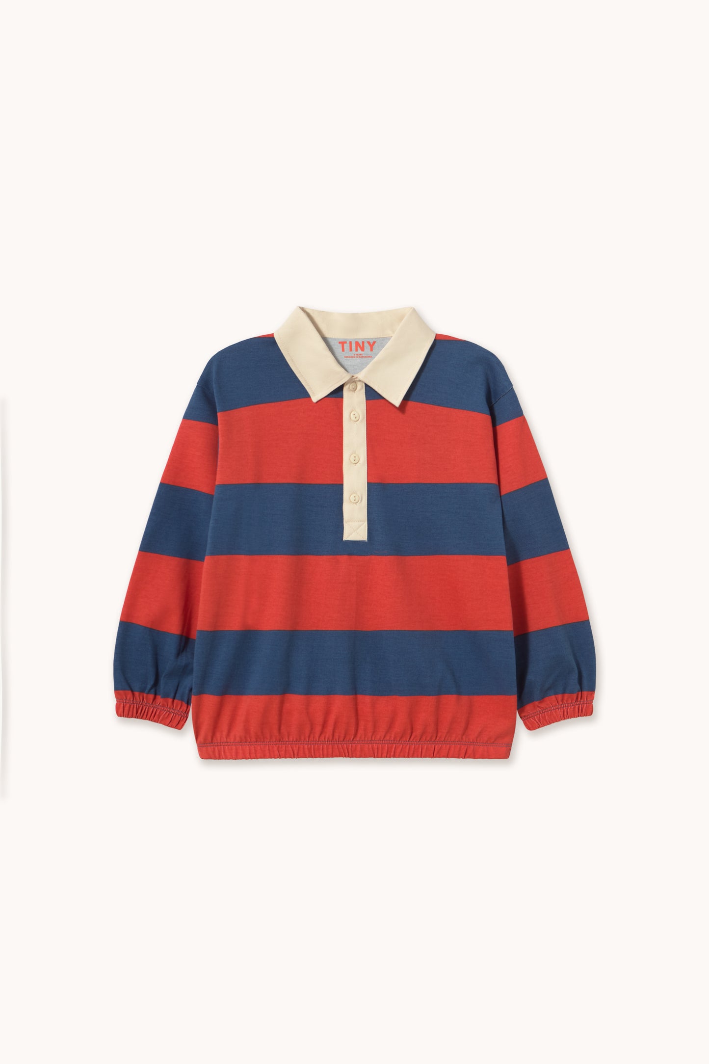 [TINYCOTTONS]Dark Red Stripes Polo Sweatshirt - Dark Red