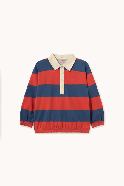 [TINYCOTTONS]Dark Red Stripes Polo Sweatshirt - Dark Red