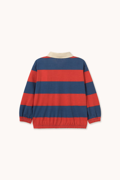 [TINYCOTTONS]Dark Red Stripes Polo Sweatshirt - Dark Red