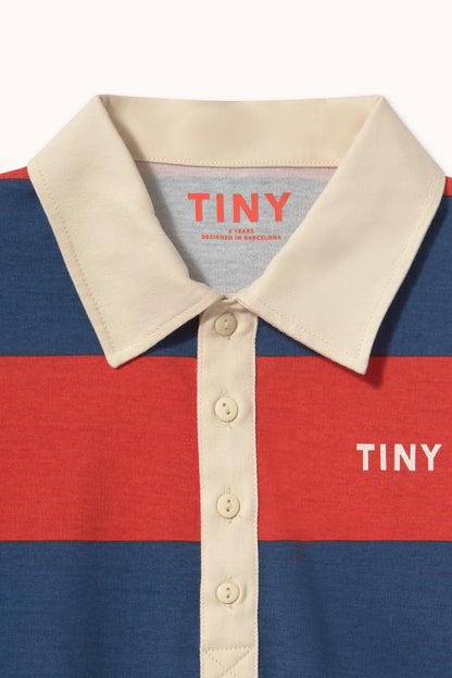[TINYCOTTONS]Dark Red Stripes Polo Sweatshirt - Dark Red