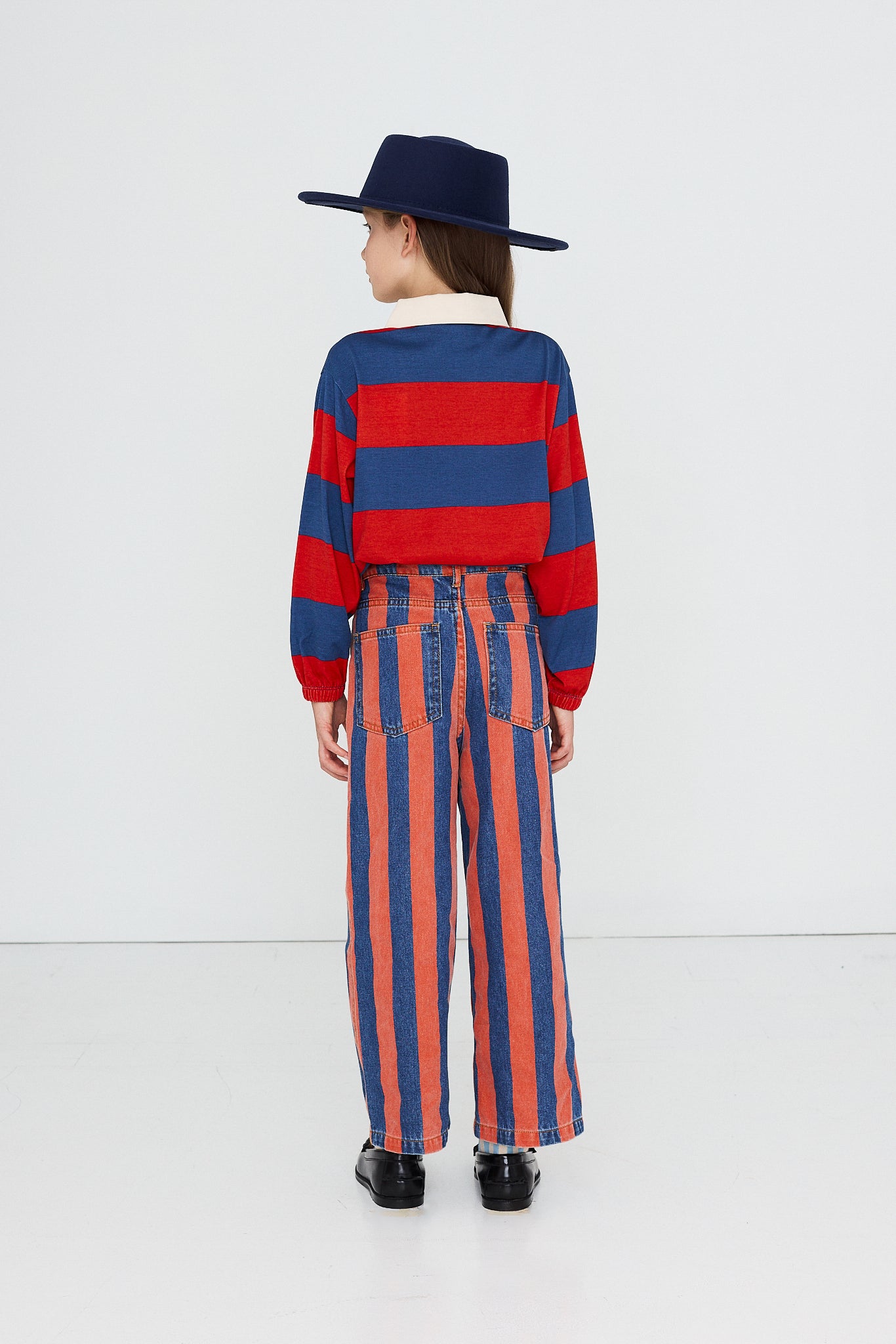 [TINYCOTTONS]Dark Red Stripes Polo Sweatshirt - Dark Red