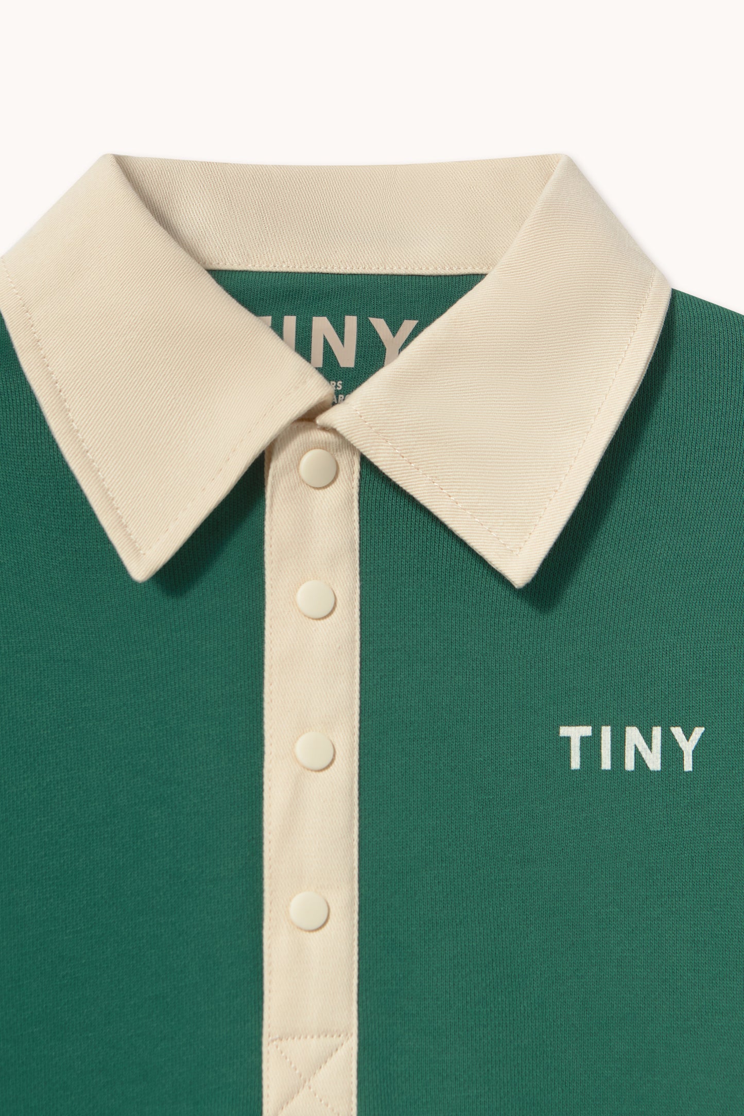[TINYCOTTONS]Color Block Polo Sleeve Tee - Dark Green