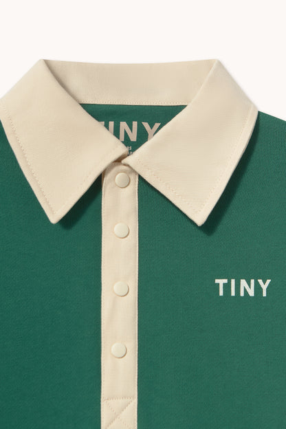 [TINYCOTTONS]Color Block Polo Sleeve Tee - Dark Green