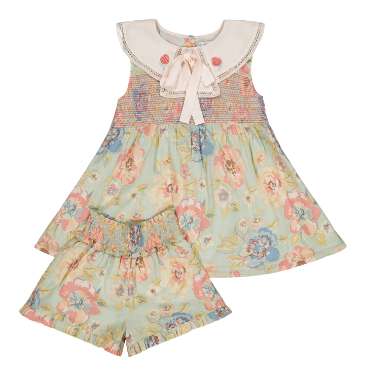 [Bachaa] Aquaverde Blouse & Short Set - Watercolor Print