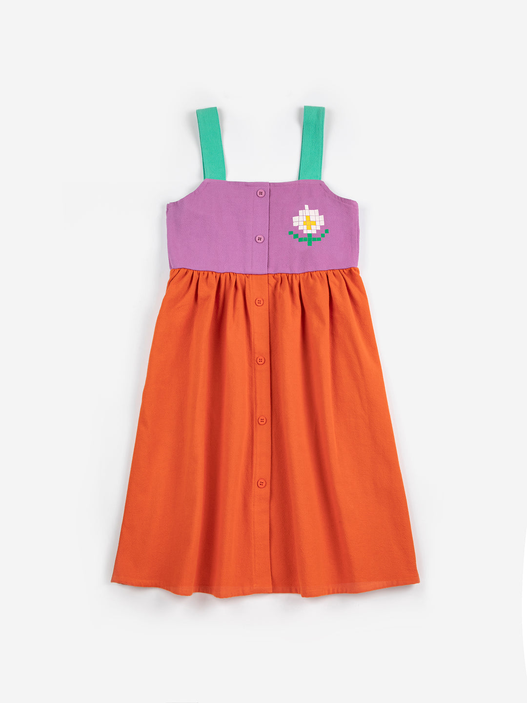 [ Bobo Choses] Pixel Daisy color block woven dress - Multicolor