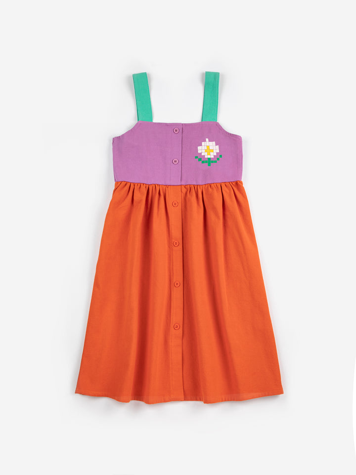 [ Bobo Choses] Pixel Daisy color block woven dress - Multicolor