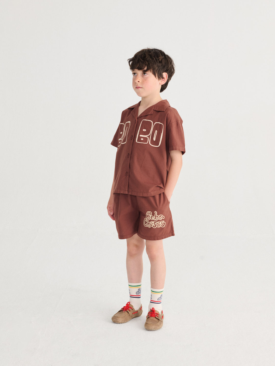 [ Bobo Choses] Hand Woven Bermuda Shorts - Brown