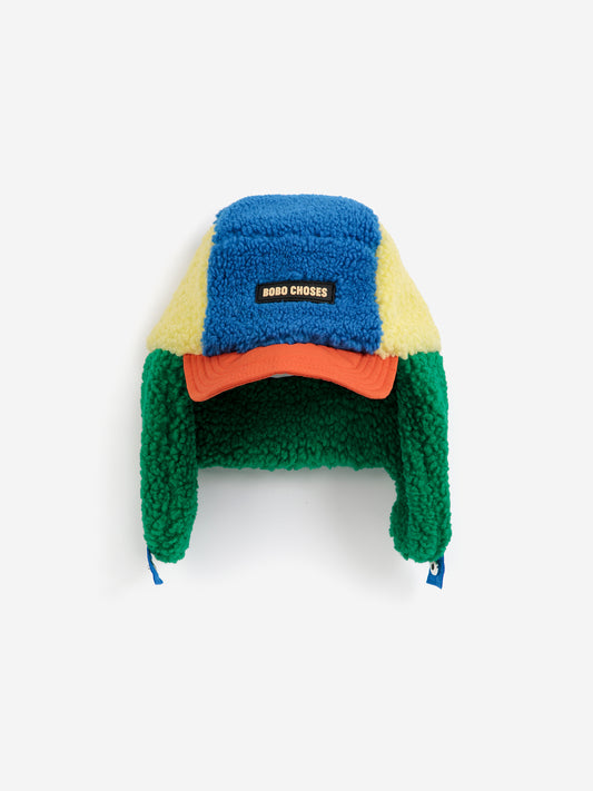 [Bobo Choses]Color block sheepskin chapka-Multicolor