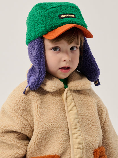 [Bobo Choses]Color block sheepskin chapka-Multicolor