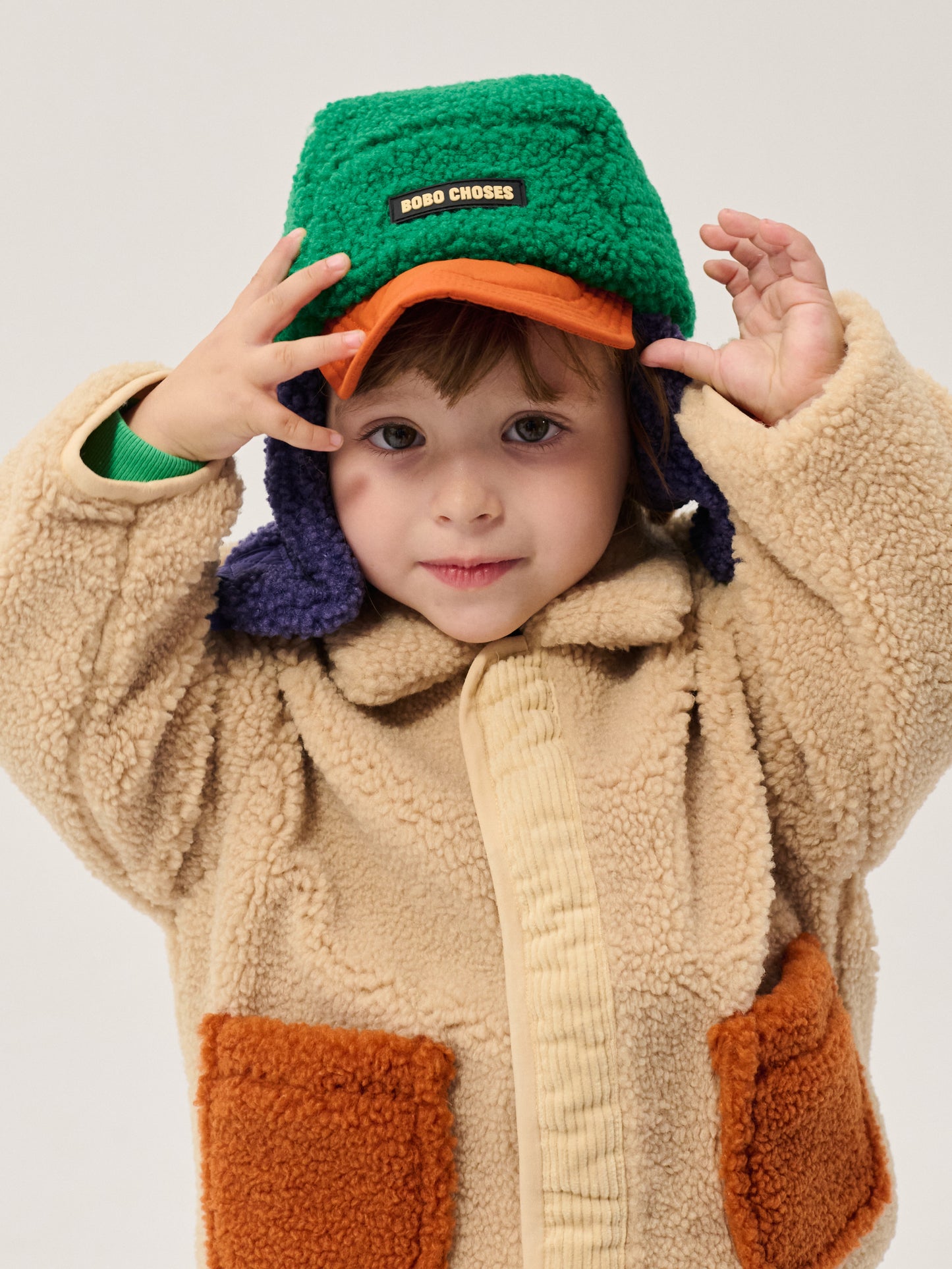 [Bobo Choses]Color block sheepskin chapka-Multicolor