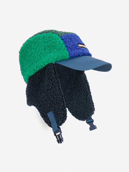 [Bobo Choses]Color block sheepskin chapka-Navy Blue