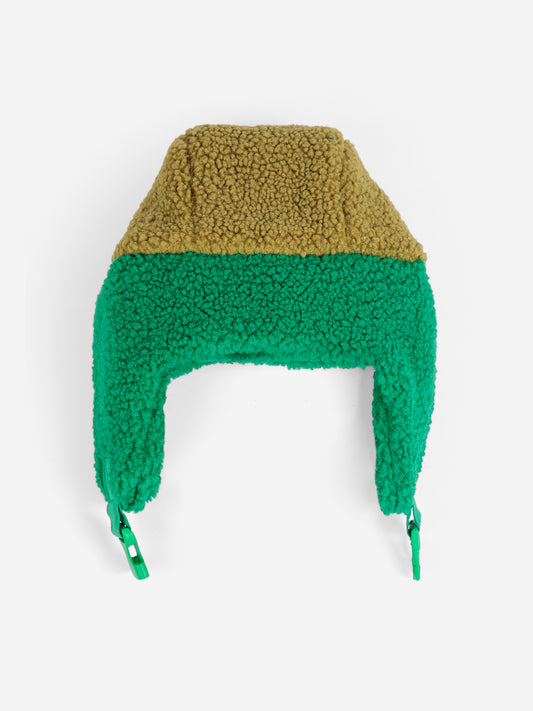[Bobo Choses]Color block sheepskin chapka-Green