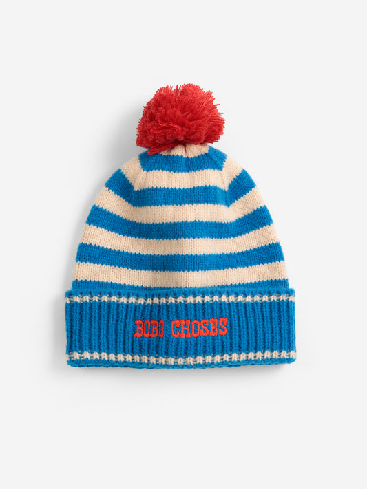 [Bobo Choses]Stripes knitted beanie-Light Blue