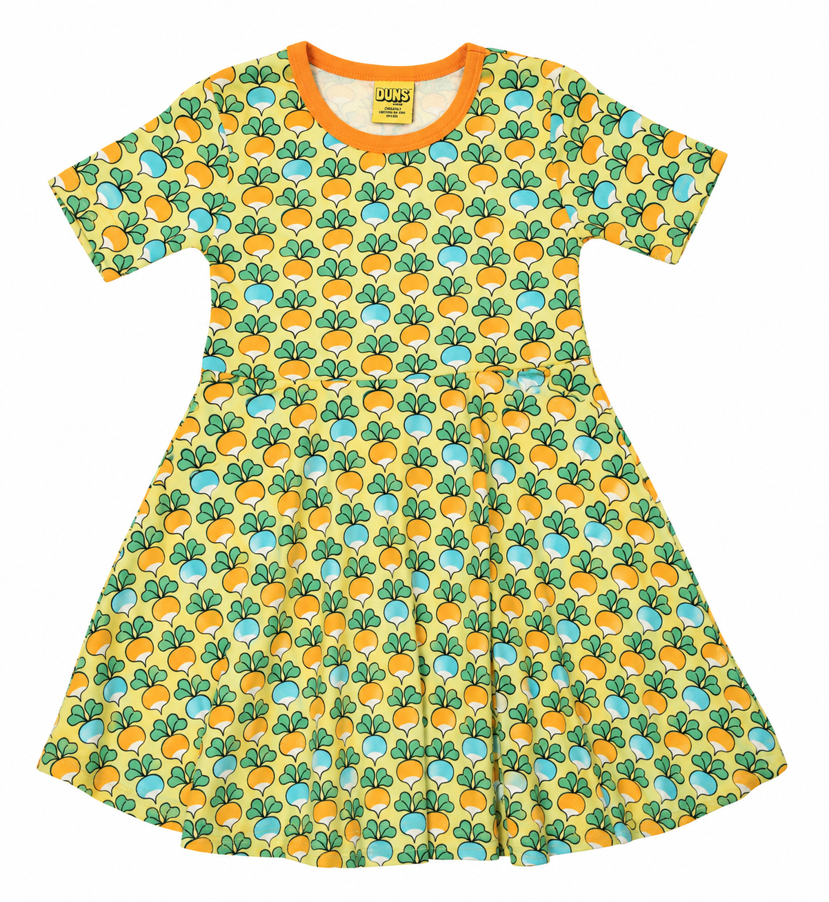 [DUNS Sweden] Short Skater Dress -Mutil Radish Yellow Cream