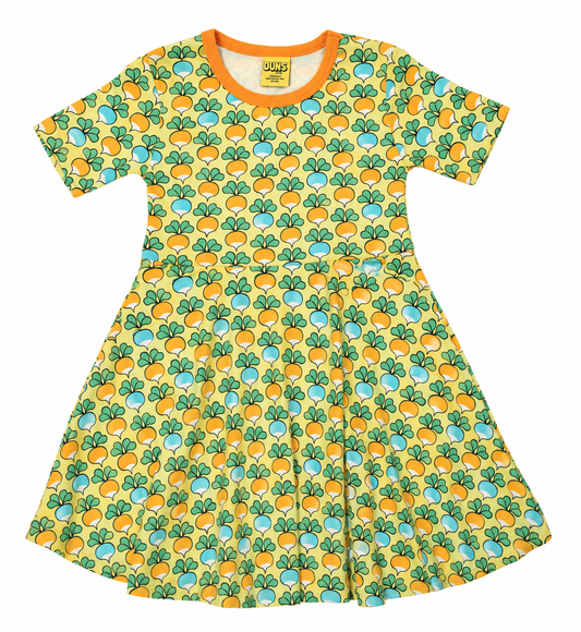 [DUNS Sweden] Short Skater Dress -Mutil Radish Yellow Cream