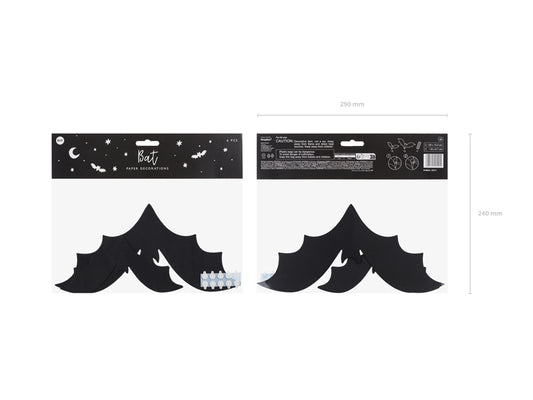[PartyDeco]Paper decoration Bats, 19-29 cm, black